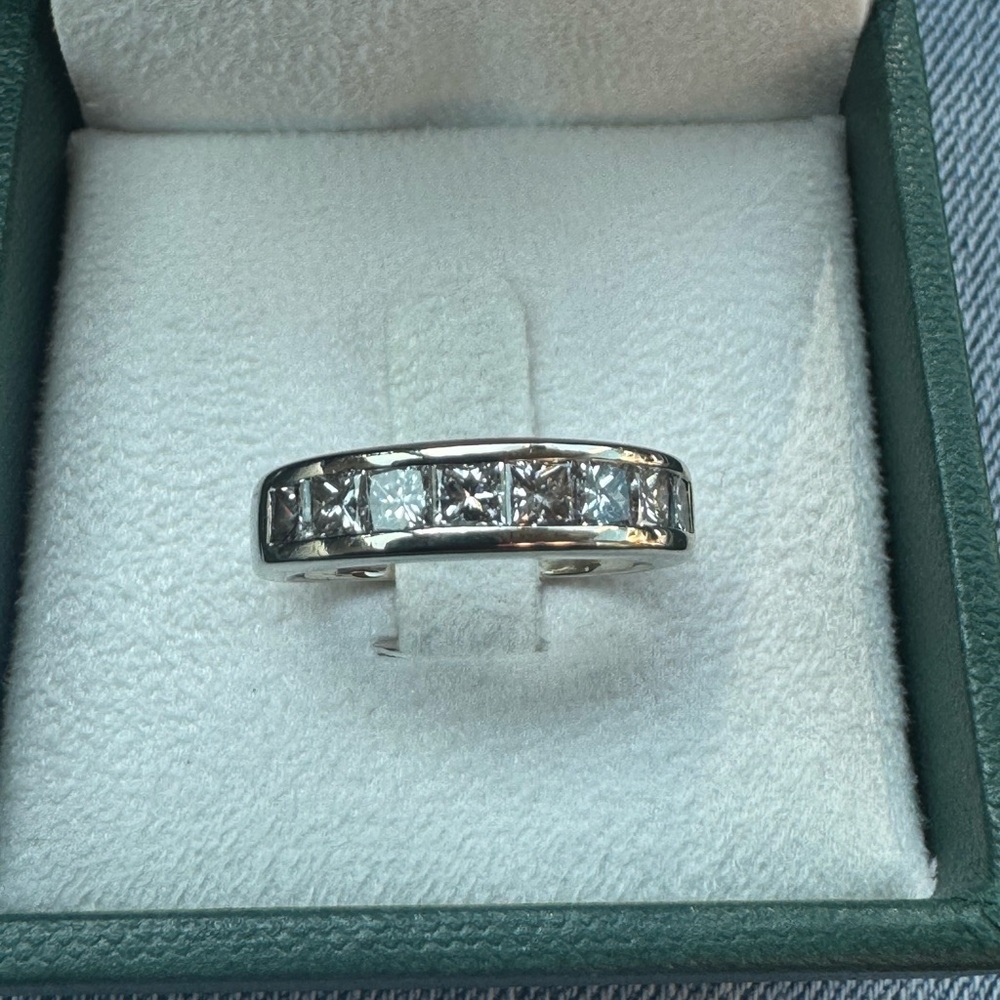 14k White Gold Princess cut Diamond Wedding Band